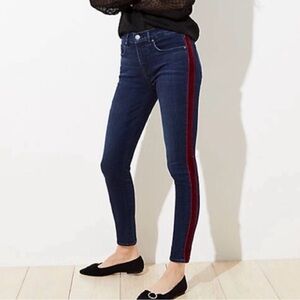 LOFT Dark Wash Jeans with Tuxedo Stripe